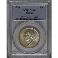 	1934 50C Boone MS66 PCGS. Nice luster peeks through de 1934
