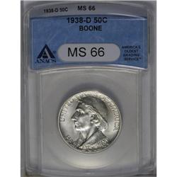 	1938-D 50C Boone MS66 ANACS. A brilliant, assertively 1938-D