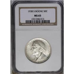 	1938-S 50C Boone MS65 NGC. Hues of lilac, rose, and ic 1938-S