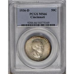 	1936-D 50C Cincinnati MS66 PCGS. Deep reddish-gold and 1936-D