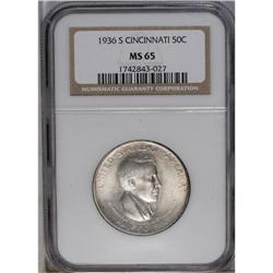 	1936-S 50C Cincinnati MS65 NGC. Pale lilac-silver pati 1936-S