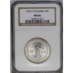 	1936-S 50C Columbia MS66 NGC. This exquisitely struck 1936-S