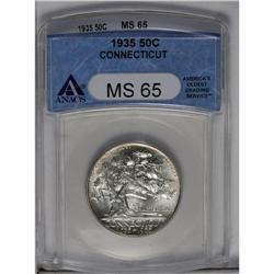 	1935 50C Connecticut MS65 ANACS. This gorgeous stone-w 1935