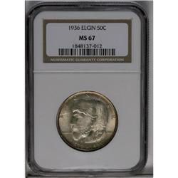 	1936 50C Elgin MS67 NGC. Virtually unblemished surface 1936
