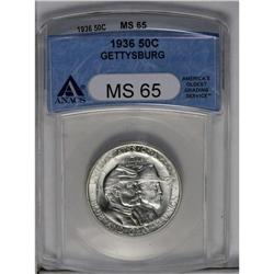 	1936 50C Gettysburg MS65 ANACS. This is a fully brilli 1936