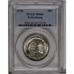	1936 50C Gettysburg MS66 PCGS. Speckles of reddish-gol 1936
