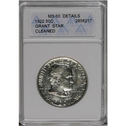 	1922 50C Grant With Star--Cleaned--ANACS. MS60 Details 1922