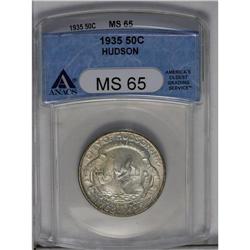 	1935 50C Hudson MS65 ANACS. Gentle golden-brown periph 1935