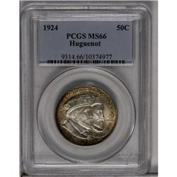 	1924 50C Huguenot MS66 PCGS. Lavender, orange, and gre 1924