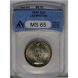 	1925 50C Lexington MS65 ANACS. Speckled gray patina in 1925