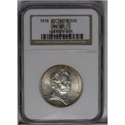 	1918 50C Lincoln MS65 NGC. Blazing cartwheel luster an 1918