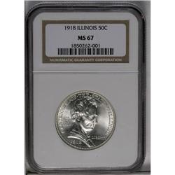 	1918 50C Lincoln MS67 NGC. Completely untoned with rad 1918