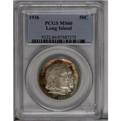 	1936 50C Long Island MS66 PCGS. Lovely fire-red, gold, 1936