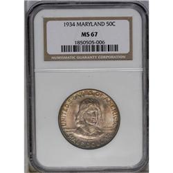 	1934 50C Maryland MS67 NGC. Rich champagne-rose toning 1934