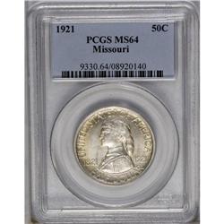 	1921 50C Missouri MS64 PCGS. Steel-gray and straw-gold 1921