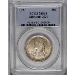 	1921 50C Missouri 2x4 MS64 PCGS. Champagne-gold patina 1921