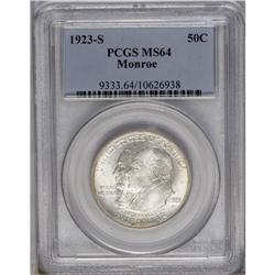 	1923-S 50C Monroe MS64 PCGS. Bright luster and mere tr 1923-S