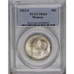 	1923-S 50C Monroe MS64 PCGS. Occasional speckles of co 1923-S