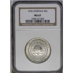 	1936 50C Norfolk MS67 NGC. This intricately designed c 1936