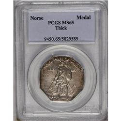 	1925 Medal Norse Thick Planchet MS65 PCGS. Fully toned 1925