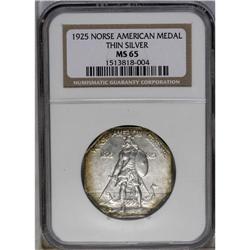 	1925 Medal Norse Thin Planchet MS65 NGC. Splashes of d 1925