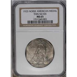 	1925 Medal Norse Thin Planchet MS65 NGC. The Thin Plan 1925