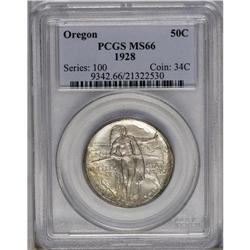 	1928 50C Oregon MS66 PCGS. Wisps of honey-gold and rus 1928