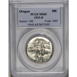 	1933-D 50C Oregon MS65 PCGS. A remarkable Gem with the 1933-D