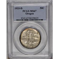 	1933-D 50C Oregon MS67 PCGS. Lustrous and attractive, 1933-D