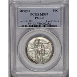 	1936-S 50C Oregon MS67 PCGS. Brilliant and lustrous wi 1936-S