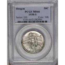 	1938-S 50C Oregon MS66 PCGS. The obverse of this Premi 1938-S
