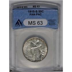 	1915-S 50C Panama-Pacific MS63 ANACS. A satiny and gen 1915-S