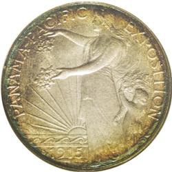 	1915-S 50C Panama-Pacific MS66 NGC. This richly toned 1915-S
