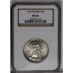 	1920 50C Pilgrim MS65 NGC. Superb mint luster covers t 1920