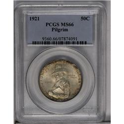 	1921 50C Pilgrim MS66 PCGS. Warm champagne-apricot and 1921