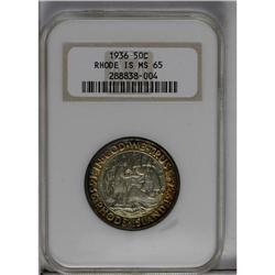 	1936 50C Rhode Island MS65 NGC. This mildly prooflike 1936