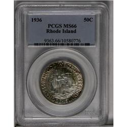 	1936 50C Rhode Island MS66 PCGS. Speckled gold, russet 1936