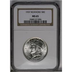 	1937 50C Roanoke MS65 NGC. Nearly untoned surfaces exu 1937