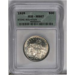 	1925 50C Stone Mountain MS 67 ICG. One of the most pop 1925