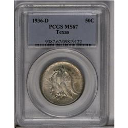 	1936-D 50C Texas MS67 PCGS. Creamy-gray patina covers 1936-D