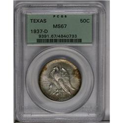 	1937-D 50C Texas MS67 PCGS. Golden-orange toning endow 1937-D