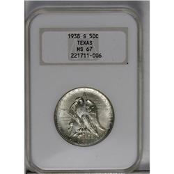	1938-S 50C Texas MS67 NGC. Powder-blue and olive-gold 1938-S
