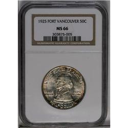 	1925 50C Vancouver MS66 NGC. The satiny surfaces show 1925