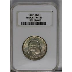 	1927 50C Vermont MS65 NGC. Ivory-gray and chestnut tin 1927
