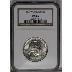 	1927 50C Vermont MS66 NGC. Blazing luster is exuded fr 1927