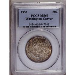 	1952 50C Washington-Carver MS66 PCGS. Mottled gold-bro 1952