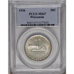 	1936 50C Wisconsin MS67 PCGS. Highly lustrous surfaces 1936