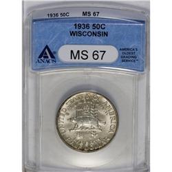 	1936 50C Wisconsin MS67 ANACS. A cream-gray Superb Gem 1936