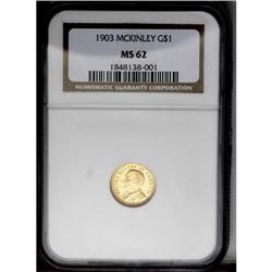 	1903 G$1 Louisiana Purchase/McKinley MS62 NGC. Bright 1903