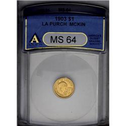 	1903 G$1 Louisiana Purchase/McKinley MS64 ANACS. Brigh 1903